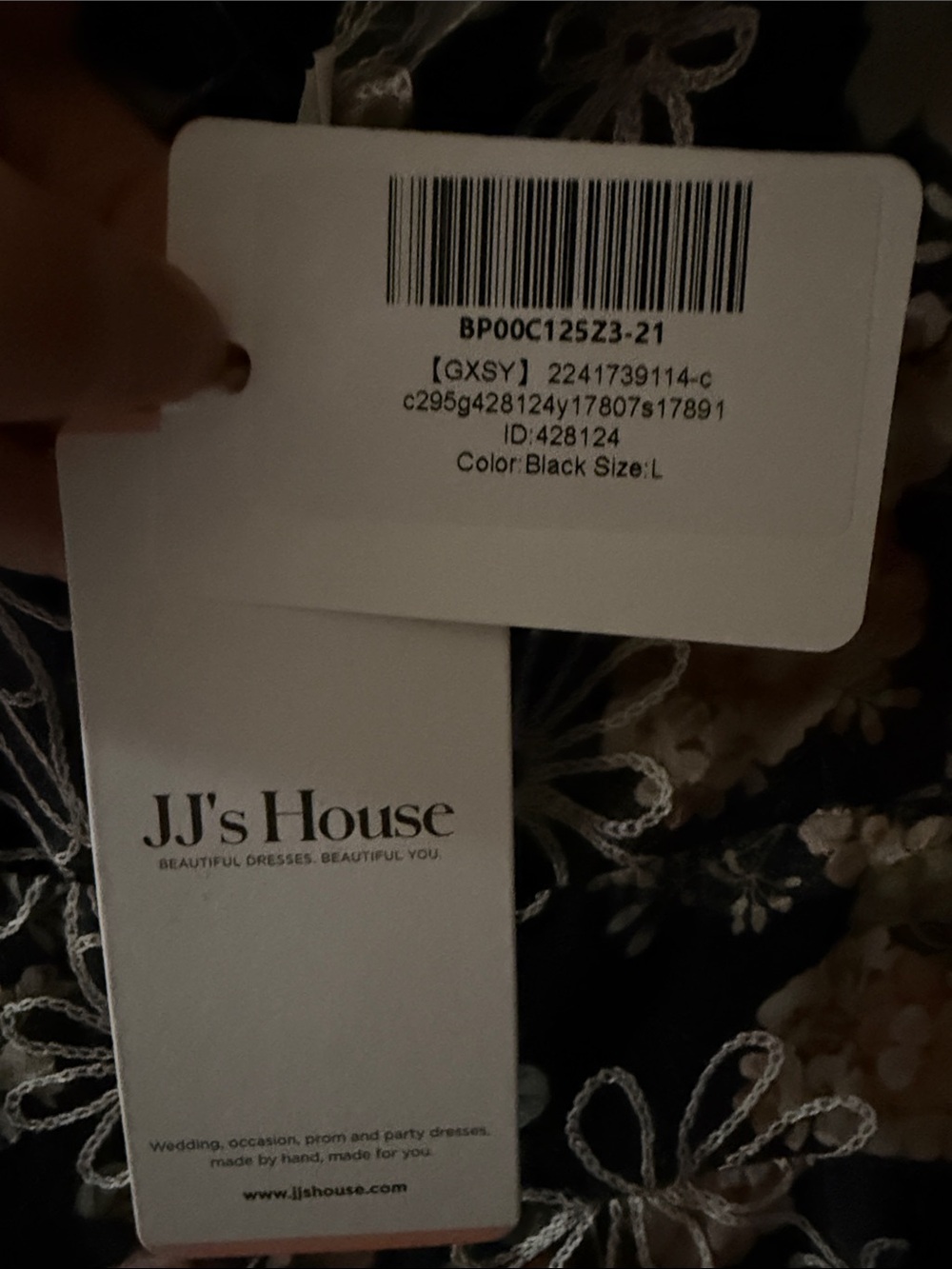 JJs House Black Maxi Dress with Pink and Cream Floral Lace - Picture 4 of 4